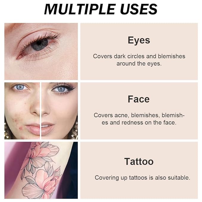 Pot Concealer with Makeup Brush Set,Tattoo Color Correcting ojeras (04-LIGHT)