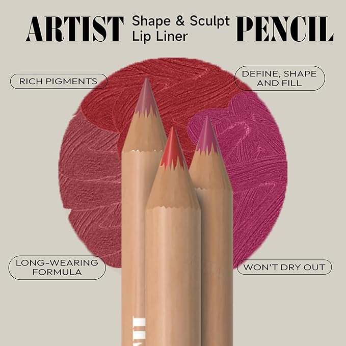 Beauty Glazed 6pcs Nude Brown Lip Liner Makeup Set - Waterproof & Smudge-Proof Matte Pencil, Long-Lasting & Durable, Smooth & Easy Glide, Non-Smudge, Contouring, Filling & Layering (NUDE-PINK Set)