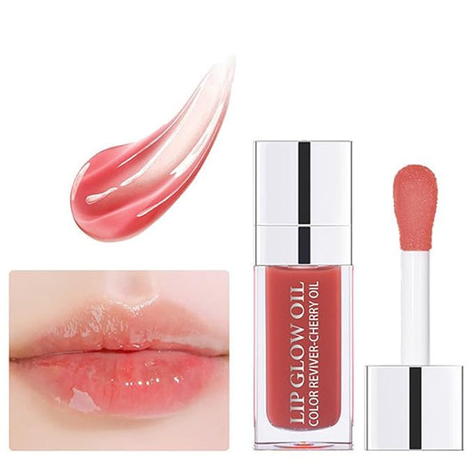 Hydrating Lip Glow Oil Set, Plumping Lip Oil Moisturizing Nourishing Shiny No-Sticky Transparent Tinted Lip Gloss Balm, Natural Lip Plumper Gloss Repairing Lightening (RoseWood)