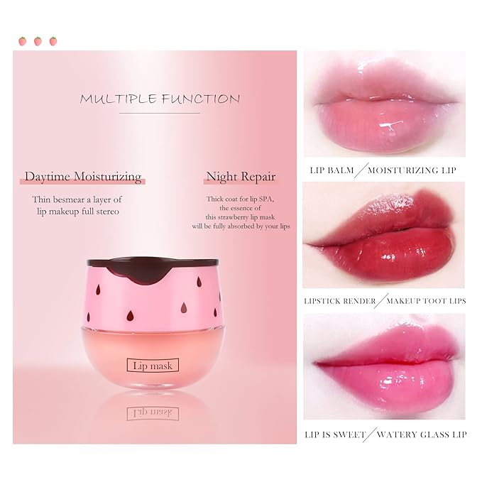 2PCs Strawberry Lip Sleeping Mask,Bee Lip