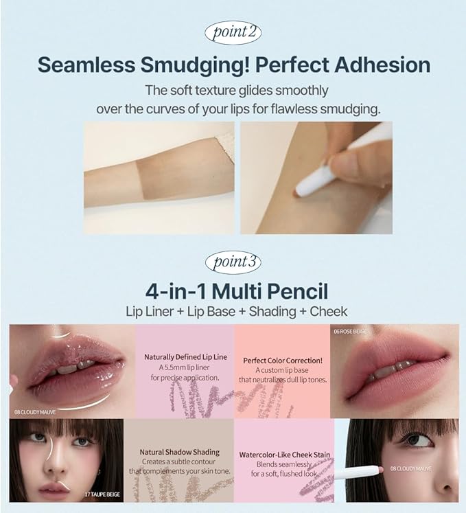 Heart Percent Dote On Mood Lip Pencil, Long-Lasting Creamy Lip Crayon Smooth Color Liner Retractable Lipstick Pencil 0.8g, #04. Strawberry Milk