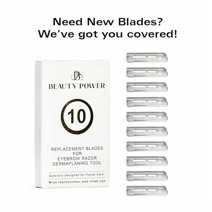 Eyebrow Razor with 6 Blades & Travel Case – Face Razors for Women & Men, Eyebrow Trimmer Shaper with Precision Cover, Facial Shaver & Dermaplaning Tool for Smooth Skin (Silver)