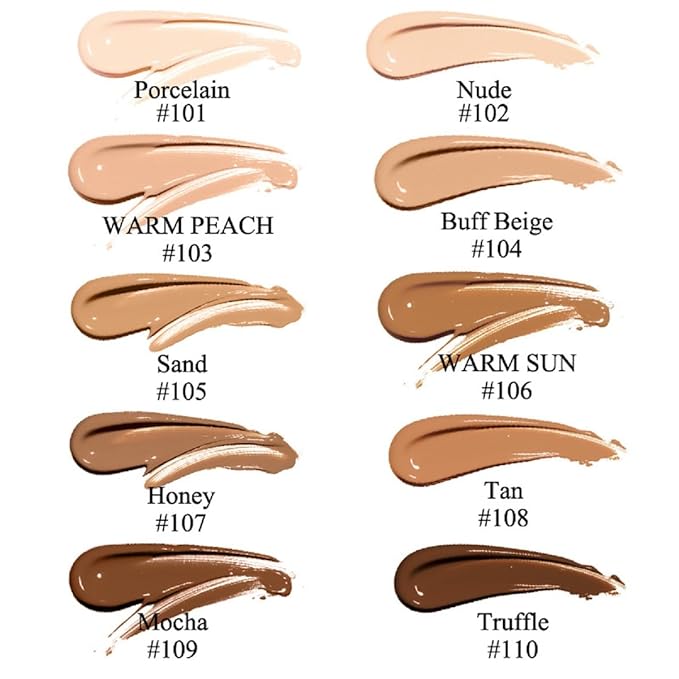 PHOERA Foundation, Long-Lasting Waterproof Oil Full Coverage Flawless 1pcs-111# Chestnut)