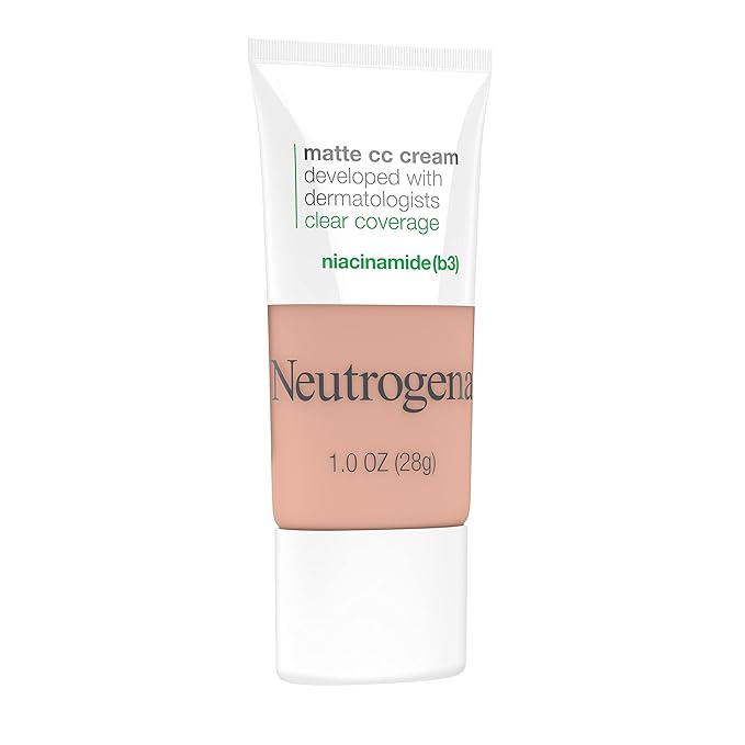 Neutrogena Clear Coverage Flawless Matte CC Cream, Full-Coverage Cool Beige, 1 oz