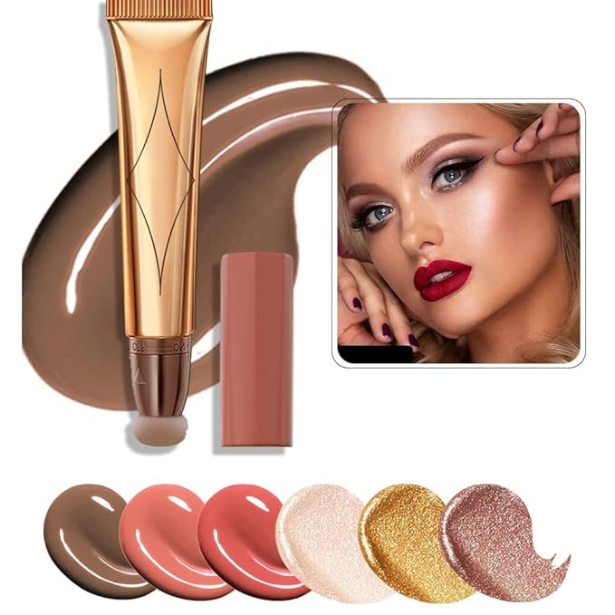 2 Color Contour Beauty Wand, Highlighter ，Face Concealer Contour&02#Peach Pink)