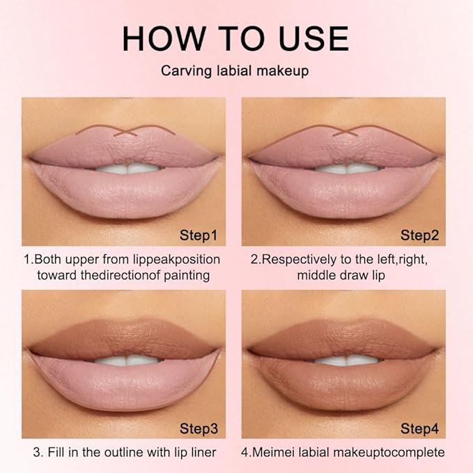 2 Pcs Natural Nude Brown Beige Colors Lip Liner Lipstick Pencils Set for Daily Makeup,Easy to Apply & Remove,Waterproof