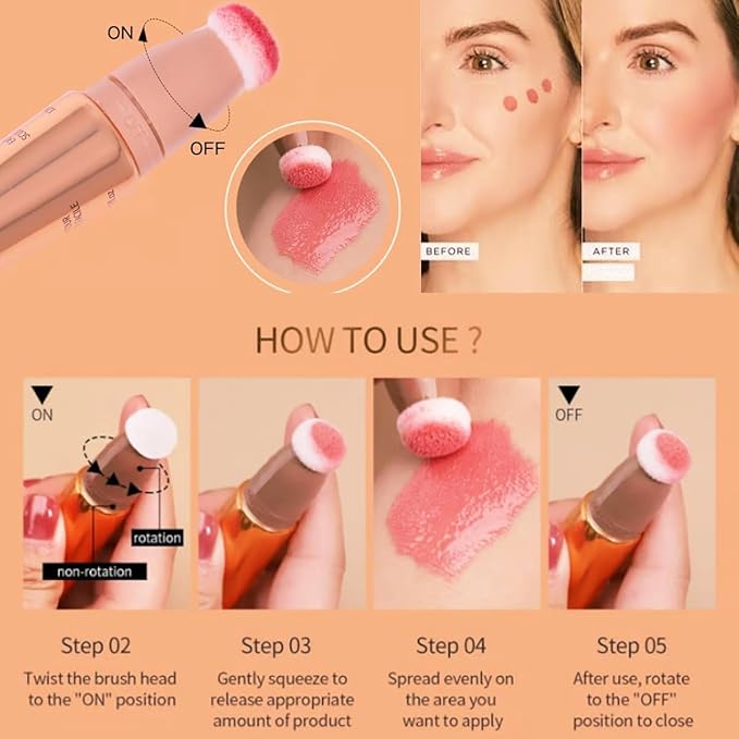 Summaryas Contour Wand & Blush Wands Duo - Blushs, Liquid Blush Wand for Women (Liquid blush stick, 15ml-03)