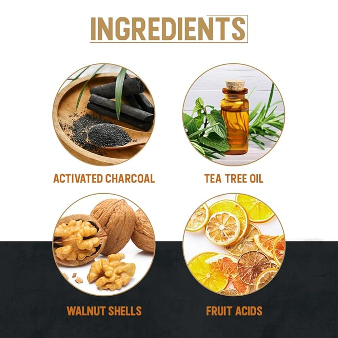 Woody's Activated Charcoal Body Wash for Men - Deep Cleansing, Exfoliating Face & Body Wash, Hydrating Formula with Walnut Extracts, Fresh Scent, 8 oz