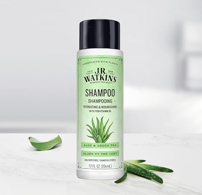 J.R. Watkins Daily Hydration Shampoo, Aloe & Green Tea - 12 fl oz (Pack of 2)