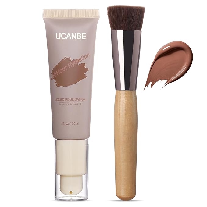 UCANBE Matte Liquid Foundation with Brush, Skincare Serum fl. oz.