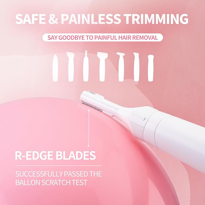 7 in 1 Facial Hair Removal and Bikini Hair Trimmer for Women Painless Electric Face Shaver Nose Eyebrow pubic Trimmer Replaceable Razors Waterproof Electric Shaver Women's Grooming Kit