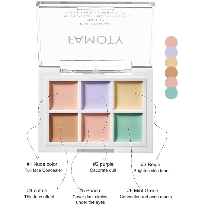 6 Colors Correcting Concealer Palette, with 11 Pcs