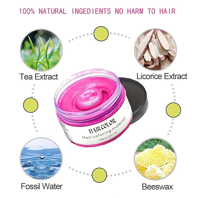Instant Pink Hair Wax Dye,Natural