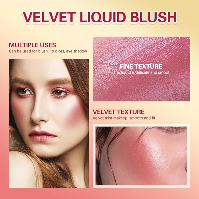 MEICOLY Pink Matte Dewy Liquid Blush,Super Natural Cream
