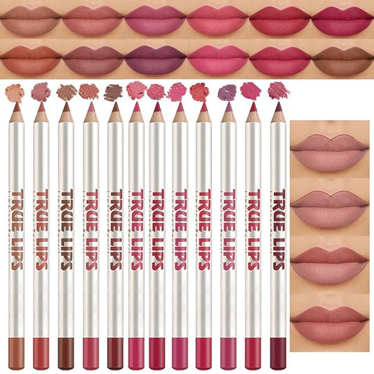12 Pcs Natural Nude Brown Beige Colors Lip Beige
