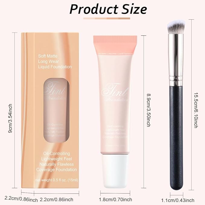 2 Pack Liquid Foundation Cream with Foundation Brush