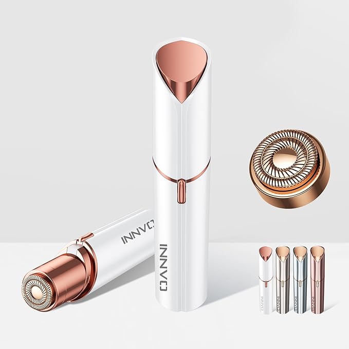 Facial Hair Remover for Women Ladies Upper Lip Hair Removal Electric Face Shaver with Rechargeable Battery Brush (White with 1 Replacment Head)