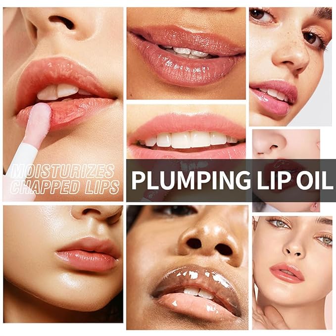 Hydrating Lip Glow Oil, Moisturizing Lip Glow Oil, Nourishing Glossy Transparent Lip Oil, Plumping Lip Oil, Lip Balm, Non-sticky Tinted Toot Lip Balm for Lip Care (PINK)0.2 OZ