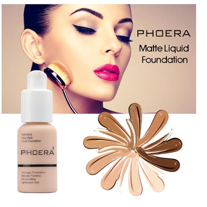 2Pcs Liquid Foundation Full Coverage 24HR Matte Oil Top (1pcs-103) 30ml