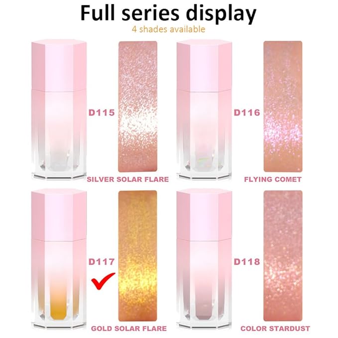 evpct Gold Highlighter Makeup Liquid, Gold Glitter Iridescent Stick Illuminators