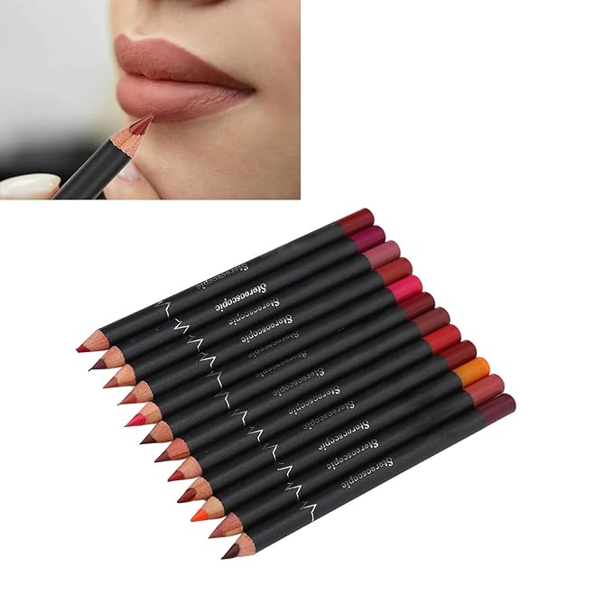 12Pcs Lip Liner Contour Pencil, Waterproof Lip Liner Contour Pencil Waterproof Matte Lipstick Set for Beauty Lovers Lipstick Pencil Makeup Tool Set Lip Contour Pencil Matte Lipstic