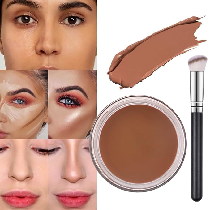 Pot Concealer with Makeup Brush Set,Tattoo Color Correcting ojeras (07-DEEP)