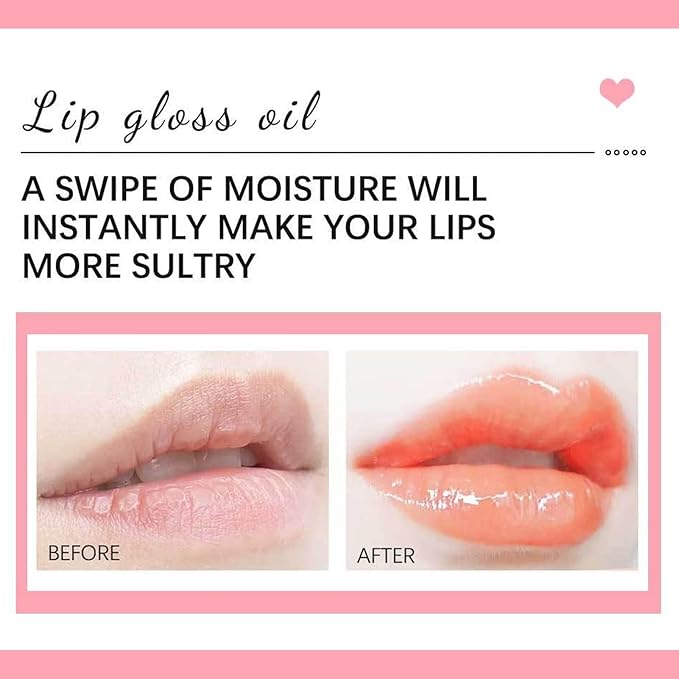 Hydrating Lip Glow Oil Set, Plumping Lip Oil Moisturizing Nourishing Shiny No-Sticky Transparent Tinted Lip Gloss Balm, Natural Lip Plumper Gloss Repairing Lightening (Cherry)