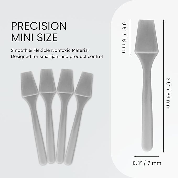 P 200pcs PANA Cosmetic Make Up Disposable Plastic 2.5" Spatulas Skin Care Facial Cream Mask Spatula (GRAY-200 Pieces in a Box)