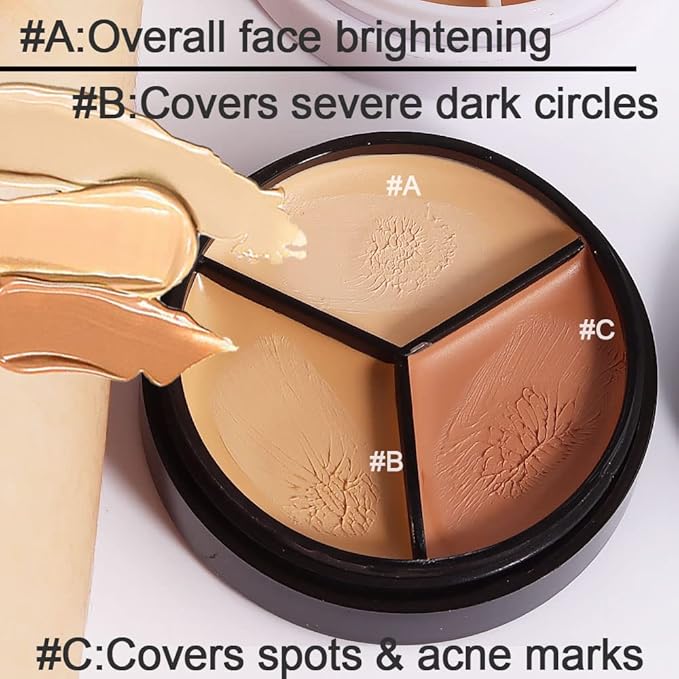 2pcs Tri-color Face Concealer Contour Palette With Brush Light