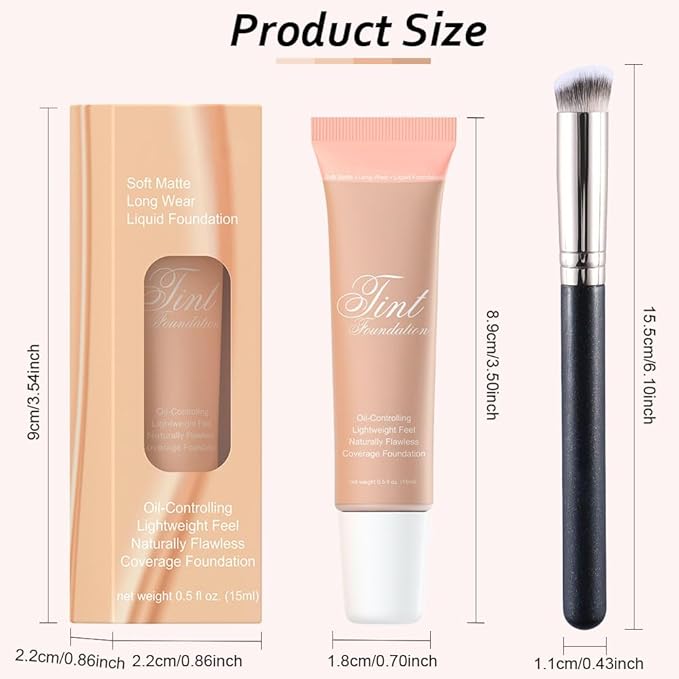 2 Pack Liquid Foundation Cream with Foundation Brush