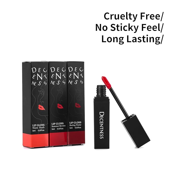 Lip Gloss Oil Set,3 Colors Hydrating Lip Oil,Long lasting Non-sticky,Nourishing Tinted Lip Plumper Gloss (Warm Peach,Summer Berries, Buring Flame)