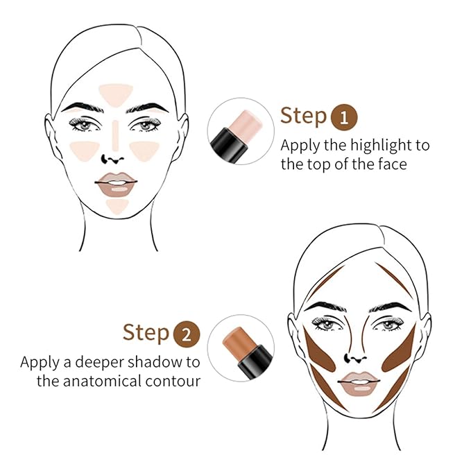Double-End Contour Highlighter Stick, Face Contour Makeup Contouring