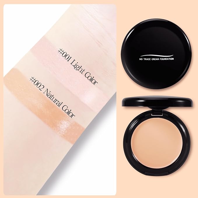 Powder Foundation,Long Wear Full Coverage Foundation with Sponge,Flawess Correcting Color
