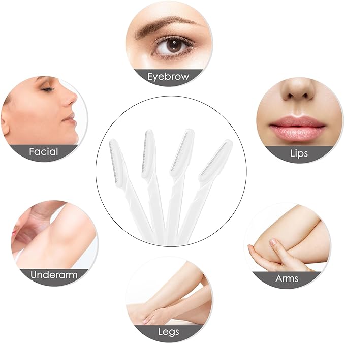 16 Pcs White Eyebrow Razor, Face Razors Multipurpose, Facial Razors for Women Men, Eyebrow Trimmers Shaver with Protective Cover, Dermaplaning Tools for Face Body Use, Facial Hair Removal Tools