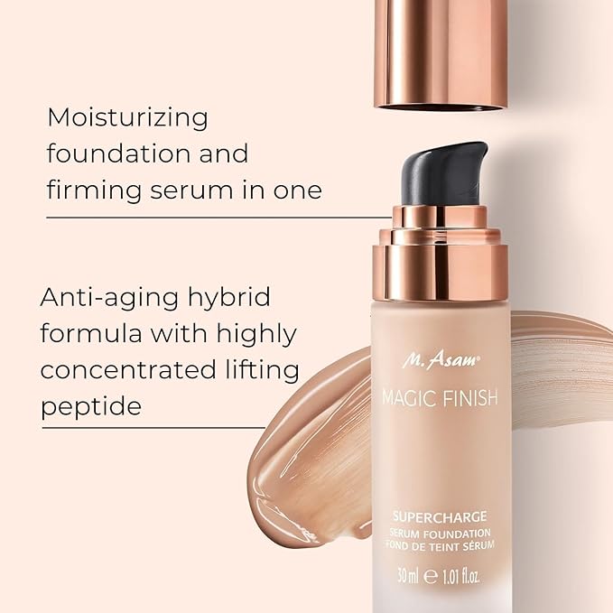 M. Asam MAGIC FINISH Supercharge Serum Foundation Warm 1.01 Fl Oz