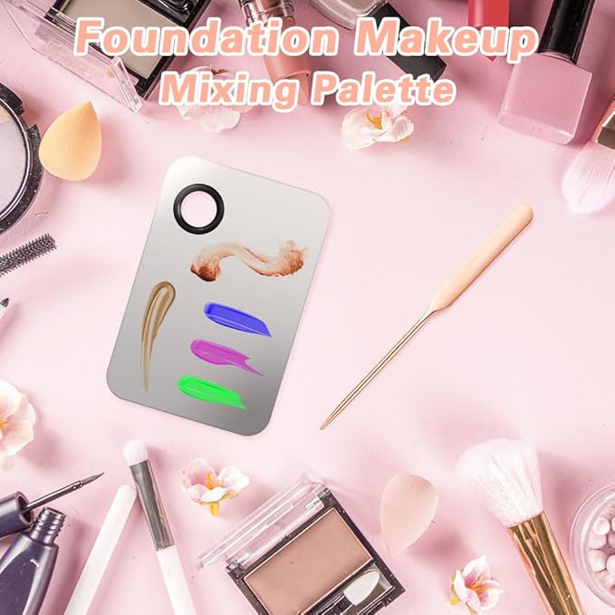 3PCS Makeup Mixing Palette, Stainless Steel Cosmetic Makeup
