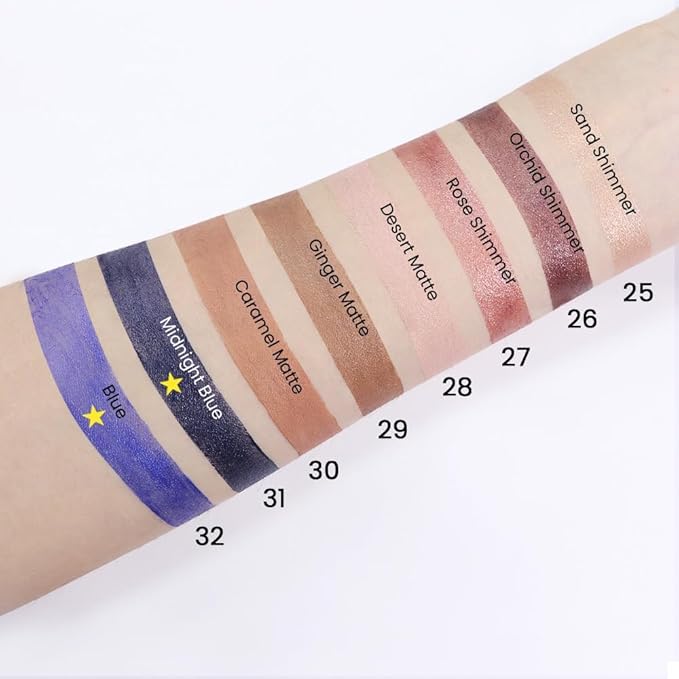 evpct 2Pcs Cream Eyeshadow Sticks Set for Eyes Waterproof, Midnight Blue Shimmer & Blue Shimmer Matte Eye shadow Stick Pencil Pen Bulk sombras en crema para ojos 31+32