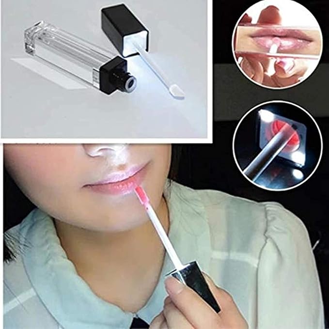 10 Pcs 7.5ml Plastic Square Clear Lip Gloss Tubes Vials with Mirror LED Light Lip Glaze Tube Bottles Refillable Makeup Lipstick Tube DIY Cosmetic Container Travel for Woman Girl(Silver)