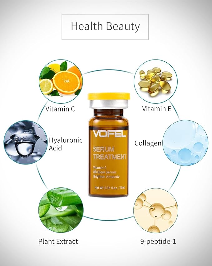 Vitamin C Serum for Face Hyaluronic Acid Serum Anti Aging Moisturizer 0.35 oz 4 Vials Facial Serums BB Glow Starter Kit (4pc new vc kit)