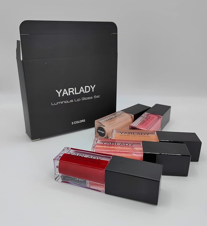 5pcs lip gloss combination set, 4pcs Shiny Lip gloss +1pcs lipstick matte long lasting 24 hours, Lip makeup Gift set