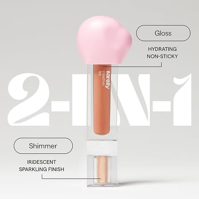 SARELLY CREATIVO LAB | Makeup Set Clear Lip Gloss + Shimmer and Shine | Beauty Vegan Skincare Make Up - Trending Lip Makeup | Peony Carajillo & Rose Quartz flakes