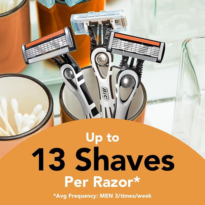BIC Flex 5 Disposable Men's Razors, 5 Blade Razors for Smooth Shaving Experience, 6-Pack, Ideal Men's Razor Gift Set