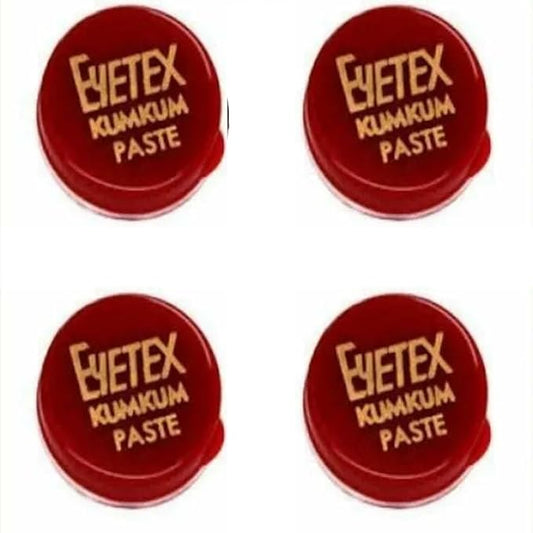 Eyetex Kumkum Paste Waterproof Long lasting, Smudge Proof 4Jars Red)