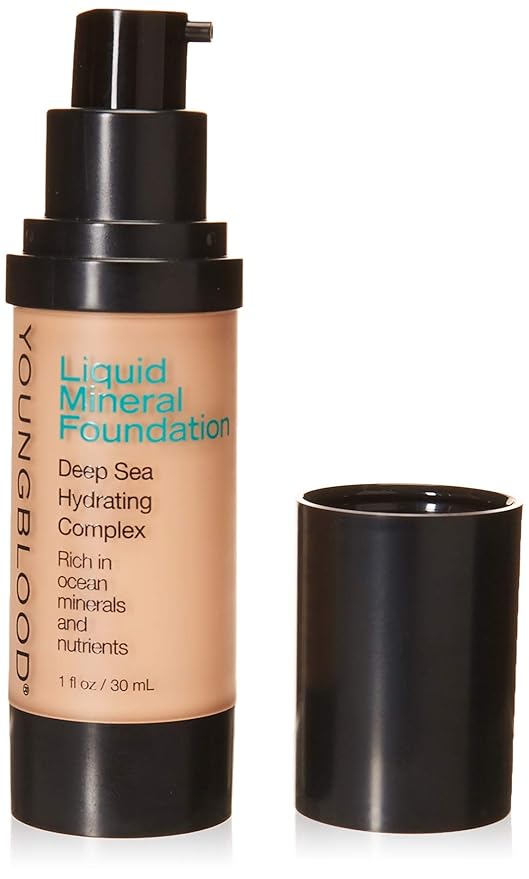 Youngblood Liquid Mineral Foundation, Pebble, 17 Shades, Vegan, Free, Gluten-Free