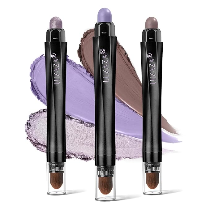 3PCS Eyeshadow Stick Sets,Pro Longwear Cream Eye Shadow Sticks Pencil Crayon,Eye Brightener Stick-Lilac Love