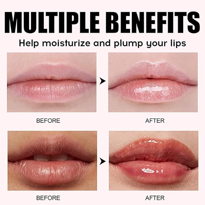 Hydrating Lip Oil, Big Brush Head Lip Glaze Shiny Transparent Lip Glow Oil, Nourishing & Non-sticky Long Lasting Fresh Clear Smooth Lip Care Plumping Lip Oil (# 08)