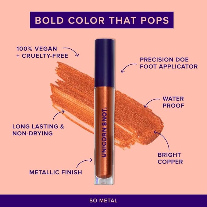 Unicorn Snot Liquid Metal Lip Paint - Metallic Lip Gloss - Non-drying, Long-lasting Liquid Lipstick, Intense Pigment Color with Metallic Shimmer - Vegan, Cruelty-Free Makeup, Bright Copper (Rust)