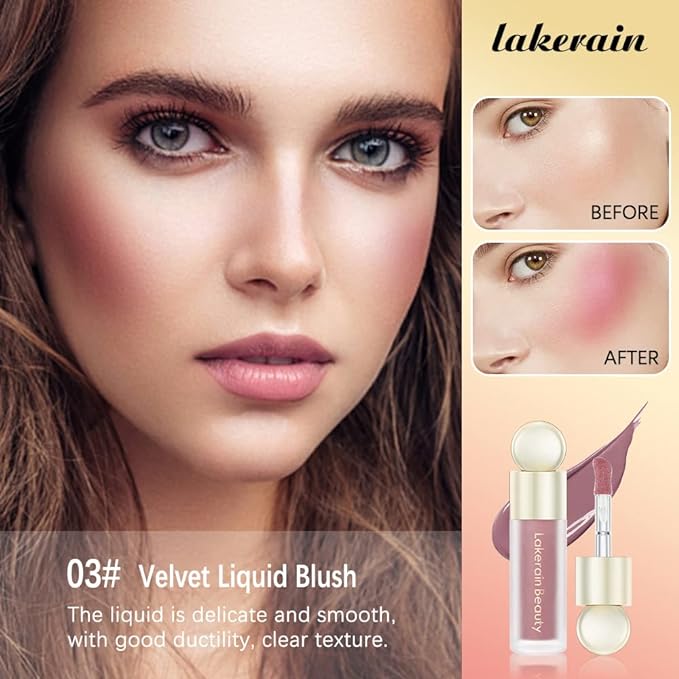 2Pcs Liquid Blush, Moisturizing Lightweight Cheeks Matte Finish, Pink+ 02#Rose)