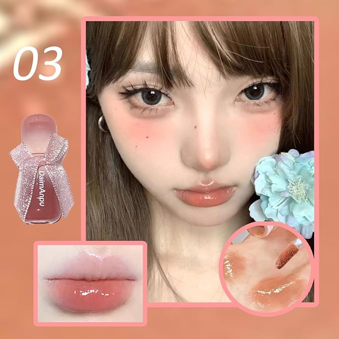 6Pcs Hydrating Jelly Lip Gloss Set,Moisturizing & Plumping Water Lip Stain Mirror Liquid Lipsticks,Waterproof Long Lasting Clear Oxygen Tinted Lip Blam Cute Lip Glaze