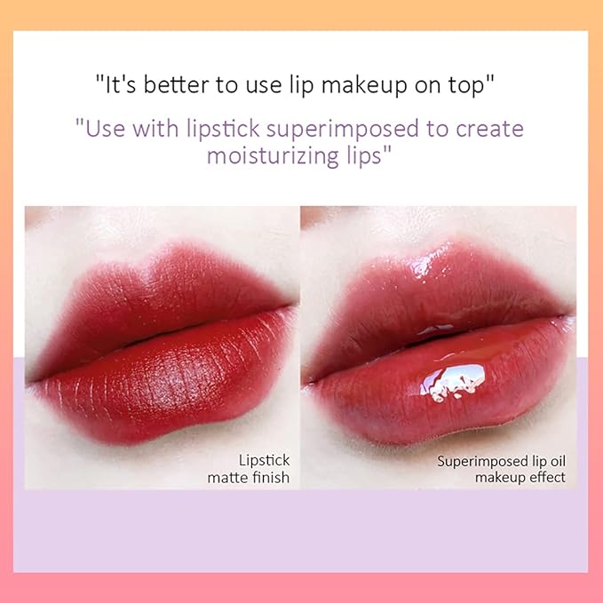 Fruit Pearlescent Plumping Lip Oil, Lip CarePearl & Shimmer Mini Lip Gloss Kit, Lip Care Hydrating Lip Gloss Tinted Lip Balm, Long Lasting & Nourishing Lip Glow Oil, Non-sticky Fresh Texture (Grape)